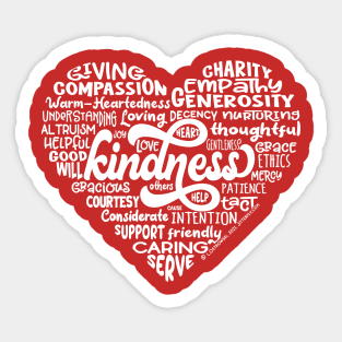 Heart Words of Kindness (white/red) Sticker